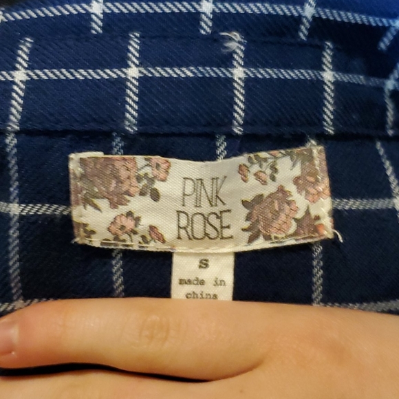 PINK ROSE - Blue plaid shirt - Picture 2 of 2
